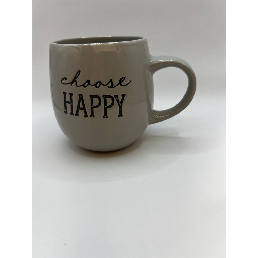 Stephen Joseph Coffee Tea Mug – "Choose‎ Happy"– Gray Reflective